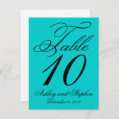 Elegante Tafelnummerkaarten voor Trouwfeest Aqua B Uitnodiging Briefkaart (Voorkant / Achterkant)