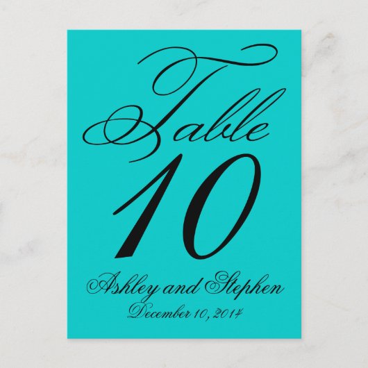 Elegante Tafelnummerkaarten voor Trouwfeest Aqua B Uitnodiging Briefkaart (Voorkant)