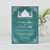 Elegante Taj Mahal Blauwgroen Arabische bruiloft u Kaart (Staand voorkant)