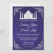 Elegante Taj Mahal Royal Paarse bruiloft uitnodigi Kaart (Voorkant)