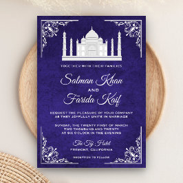 Elegante Taj Mahal Royal Purple Trouwuitnodiging Kaart