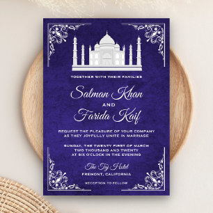 Elegante Taj Mahal Royal Purple Trouwuitnodiging Kaart