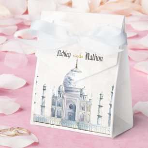 Elegante Taj Mahal Typologie Waterverf Bruiloft Bedankdoosjes