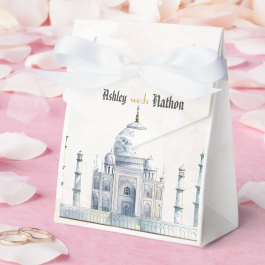 Elegante Taj Mahal Typologie Waterverf Bruiloft Bedankdoosjes (Huwelijk)