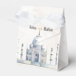 Elegante Taj Mahal Typologie Waterverf Bruiloft Bedankdoosjes