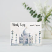 Elegante Taj Mahal typologie Waterverf bruiloft Briefkaart (Staand voorkant)