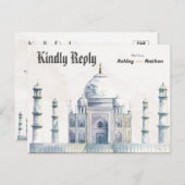 Elegante Taj Mahal typologie Waterverf bruiloft Briefkaart (Voorkant / Achterkant)