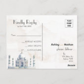 Elegante Taj Mahal typologie Waterverf bruiloft Briefkaart (Achterkant)
