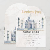 Elegante Taj Mahal typologie Waterverf bruiloft Kaart (Voorkant / Achterkant)