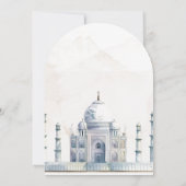 Elegante Taj Mahal typologie Waterverf bruiloft Kaart (Achterkant)