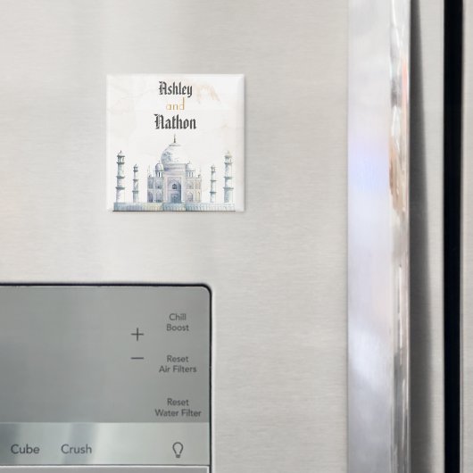 Elegante Taj Mahal typologie Waterverf bruiloft Magneet (Insitu (Koelkast))