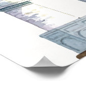 Elegante Taj Mahal typologie Waterverf bruiloft Poster (Hoek)