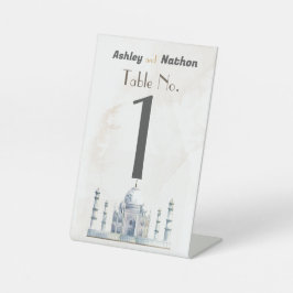 Elegante Taj Mahal typologie Waterverf bruiloft Reclamebord Met Voetstuk