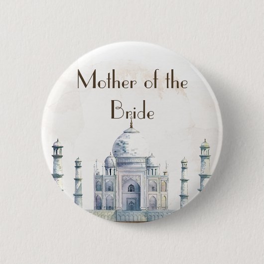 Elegante Taj Mahal typologie Waterverf bruiloft Ronde Button 5,7 Cm (Voorkant)