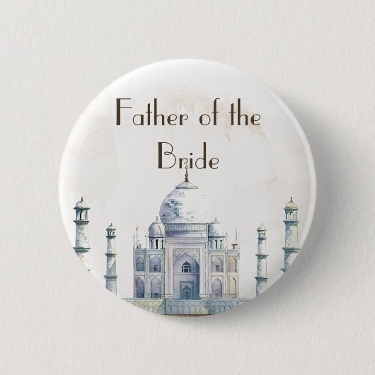 Elegante Taj Mahal typologie Waterverf bruiloft Ronde Button 5,7 Cm (Voorkant)