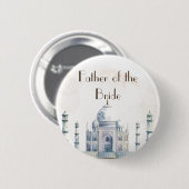Elegante Taj Mahal typologie Waterverf bruiloft Ronde Button 5,7 Cm (Voorkant /achterkant)
