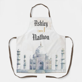 Elegante Taj Mahal typologie Waterverf bruiloft Schort