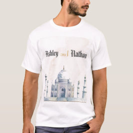 Elegante Taj Mahal typologie Waterverf bruiloft T-shirt