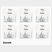 Elegante Taj Mahal typologie Waterverf bruiloft Vierkante Sticker (Vel)