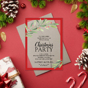 Elegante tak en bessen Kerstfeest Acryl Uitnodigingen