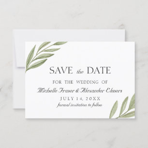 Elegante tak met groen Botanische save the date RSVP Kaartje