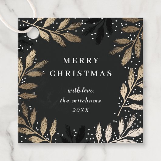 Elegante tak Prettig kerstfeest Bedankjes Labels (Voorkant)