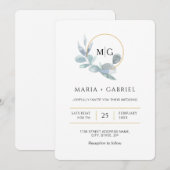 Elegante tak van groen. Bruiloft Kaart (Voorkant / Achterkant)