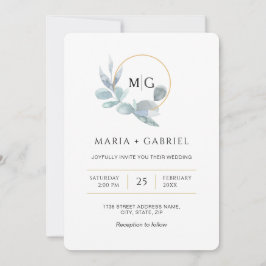 Elegante tak van groen. Bruiloft Kaart