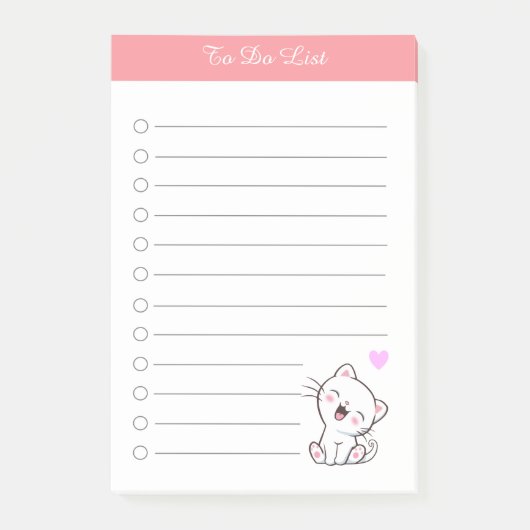 Elegante takenlijst & witte kat post-it® notes (Voorkant)