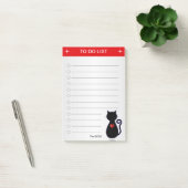 Elegante takenlijst & zwarte kat silhouet op grijs post-it® notes (Kantoor)