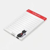 Elegante takenlijst & zwarte kat silhouet op grijs post-it® notes (Schuin)