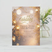 Elegante takken roestige lantaarn bruiloft kaart (Staand voorkant)