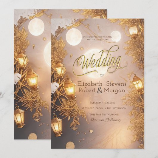 Elegante takken roestige lantaarn bruiloft kaart (Voorkant / Achterkant)