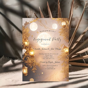 Elegante takken roestige lantaarn verlovingsfeest kaart