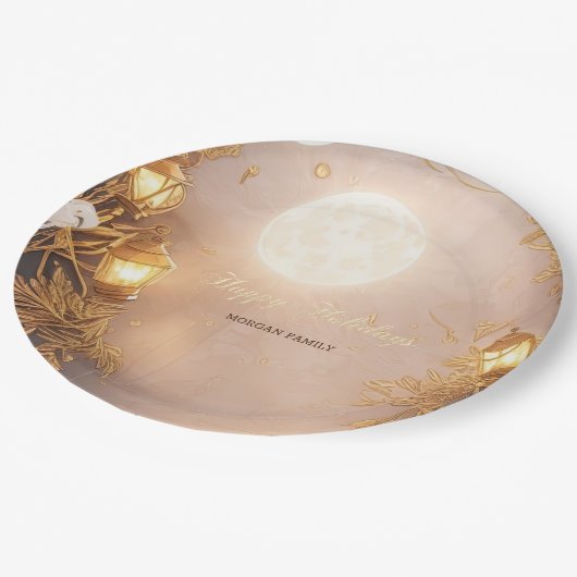 Elegante takken rustieke lantaarn papieren bordje (Gekanteld)