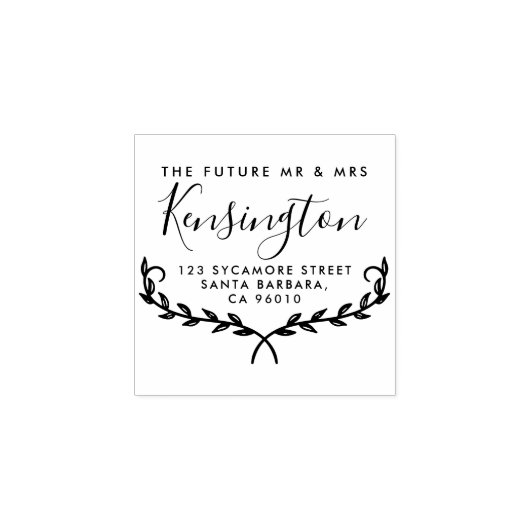 Elegante takken | Toekomstig Mr & Mrs Retouradres Rubberstempel (Afrduk)