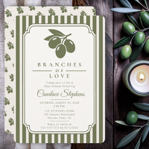 Elegante takken van liefde Olijf baby shower Kaart