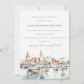 Elegante Tampa Florida Skyline Waterverf Verjaarda Kaart (Voorkant)