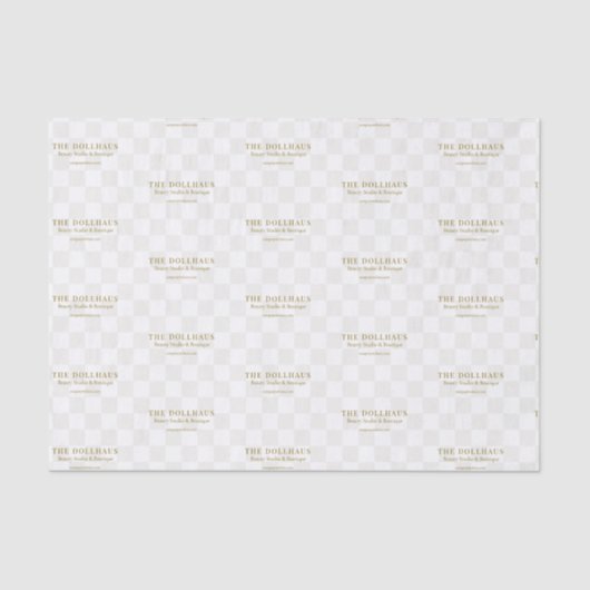 Elegante tan geruite achtergrond bedrijfsnaam tissuepapier (Voorkant)