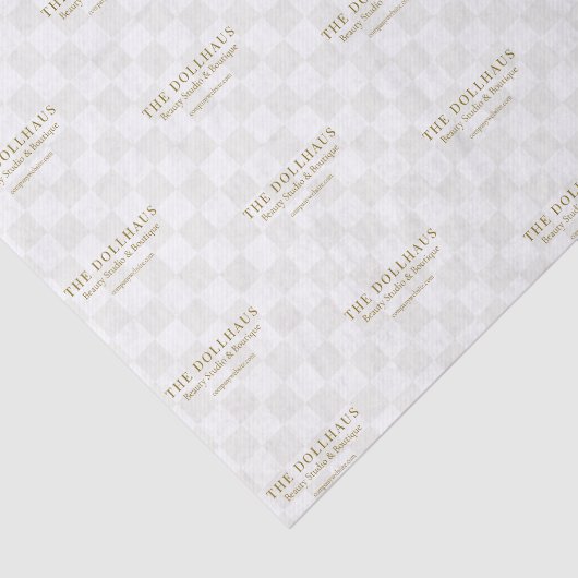 Elegante tan geruite achtergrond bedrijfsnaam tissuepapier (Detail)