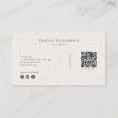 Elegante Tan Geweven Geometrische QR Code Sociaal Visitekaartje (Achterkant)