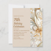 Elegante Tan Rust Waterverf Bloemen 75e Verjaardag Kaart (Voorkant)