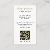 Elegante Tan & Witte Bloem Foto QR Code Logo Visitekaartje (Achterkant)