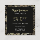 Elegante Tan & Zwarte Bloem Logo Coupon Code (Achterkant)