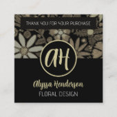 Elegante Tan & Zwarte Bloem Logo Coupon Code (Voorkant)