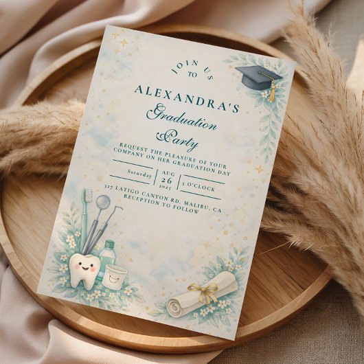 Elegante Tandarts Witte Jas Afstuderen Kaart
