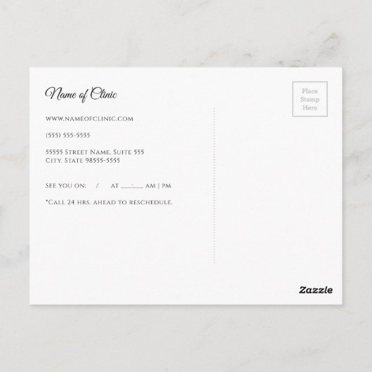 Elegante tandenborstel afspraak herinnering briefkaart (Achterkant)