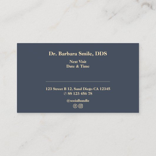 Elegante tandheelkundige tandheelkundige houtskool visitekaartje (Achterkant)