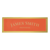 Elegante Tangerine Tango Sinaasappel & Gold Profes Naambadge (Voorkant)