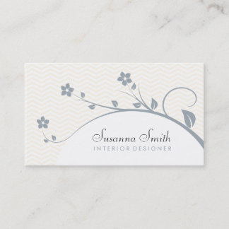 Elegante tarjeta de visita con flores y chevrón visitekaartje